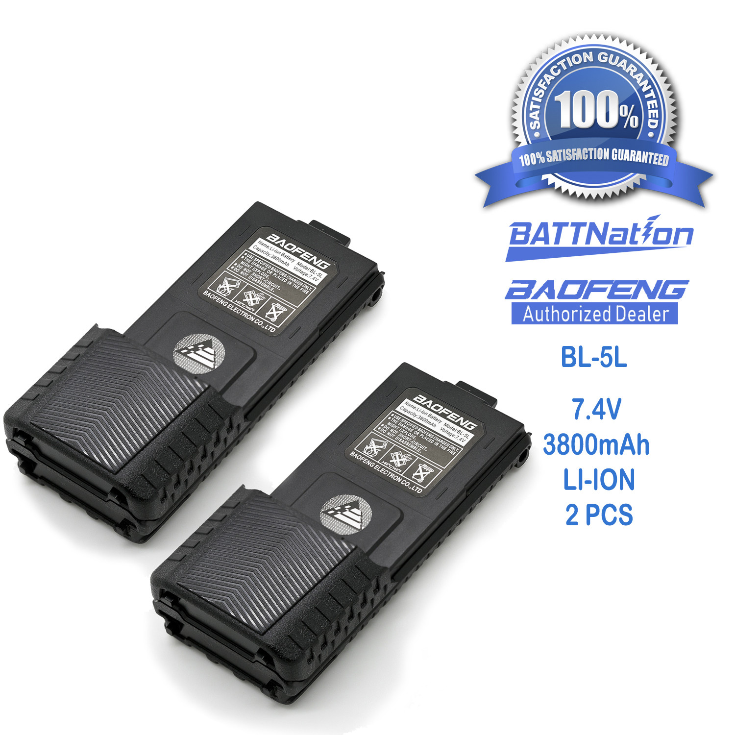 2 x BAOFENG Pofung BL-5L 3800mAh 7.4V Extended Li-Ion Battery for BF-F8HP Radio Unbranded/Generic Does Not Apply - фотография #2