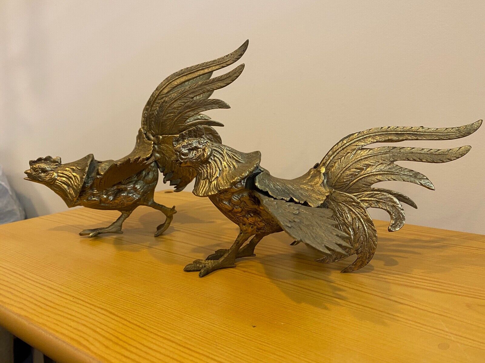 Set of 2 Bronze/Brass Gamecocks USC Fighting Roosters Statues Figures Без бренда