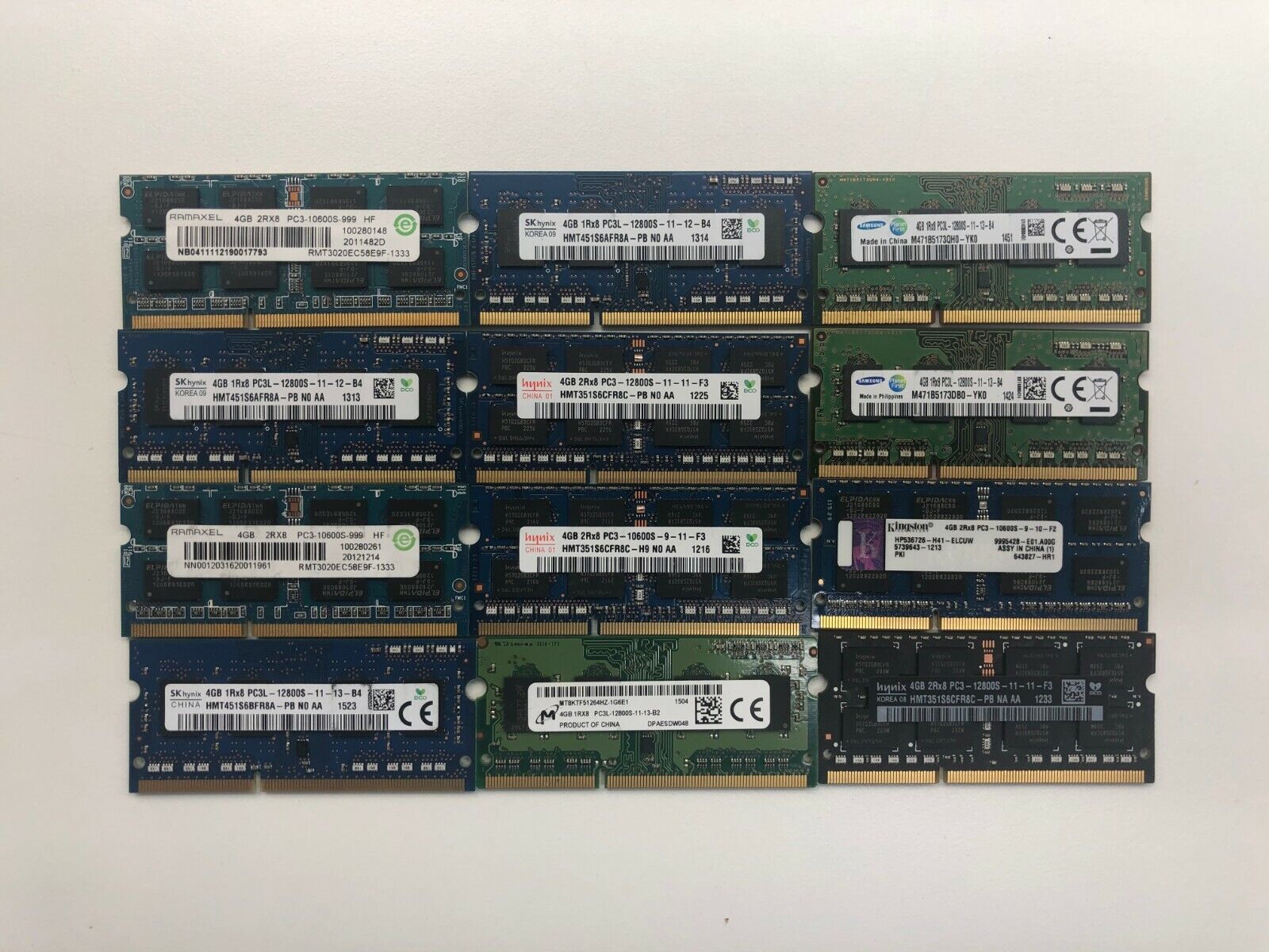 [ BULK LOT OF 20 ] LAPTOP RAM 4GB DDR3 PC3 MICRON, SAMSUNG, HYNIX Unbranded/Generic 4GB RAM
