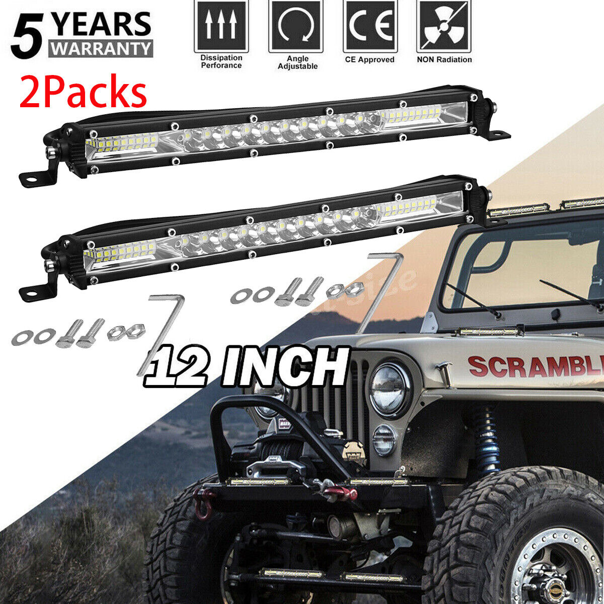 2x 12" inch 450W LED Work Light Bar Combo Spot Flood Driving Off Road SUV Boat Unbranded Does Not Apply