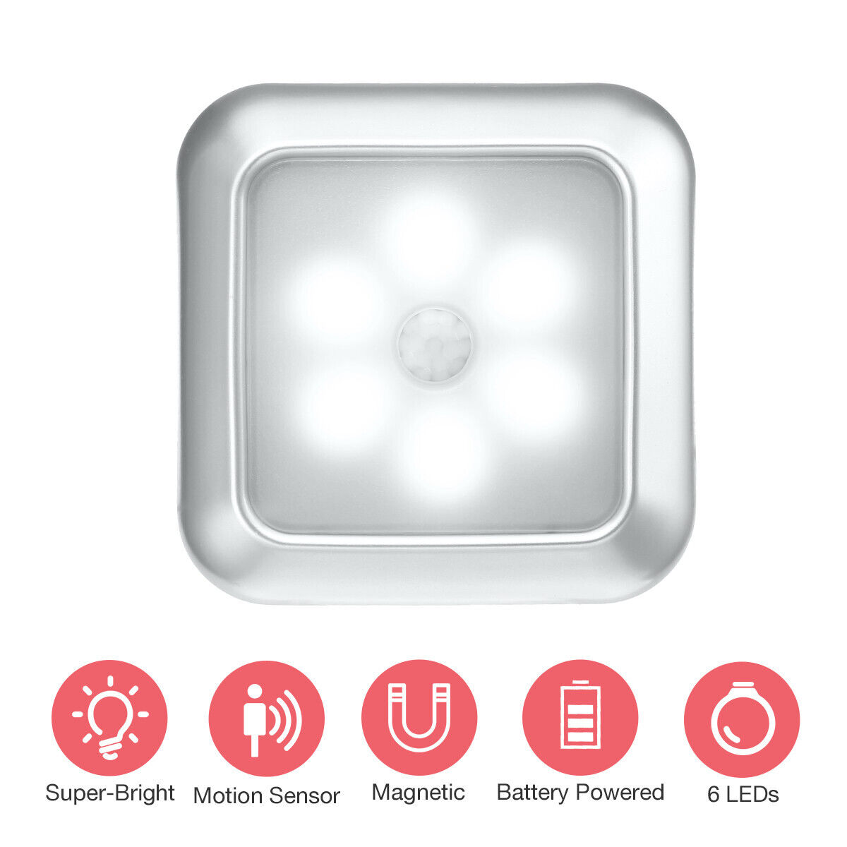 6-LED Wireless Motion Sensor Night Light Wall Cabinet Closet Stair Battery Lamp Housmile Under Cabinet Lights - фотография #5