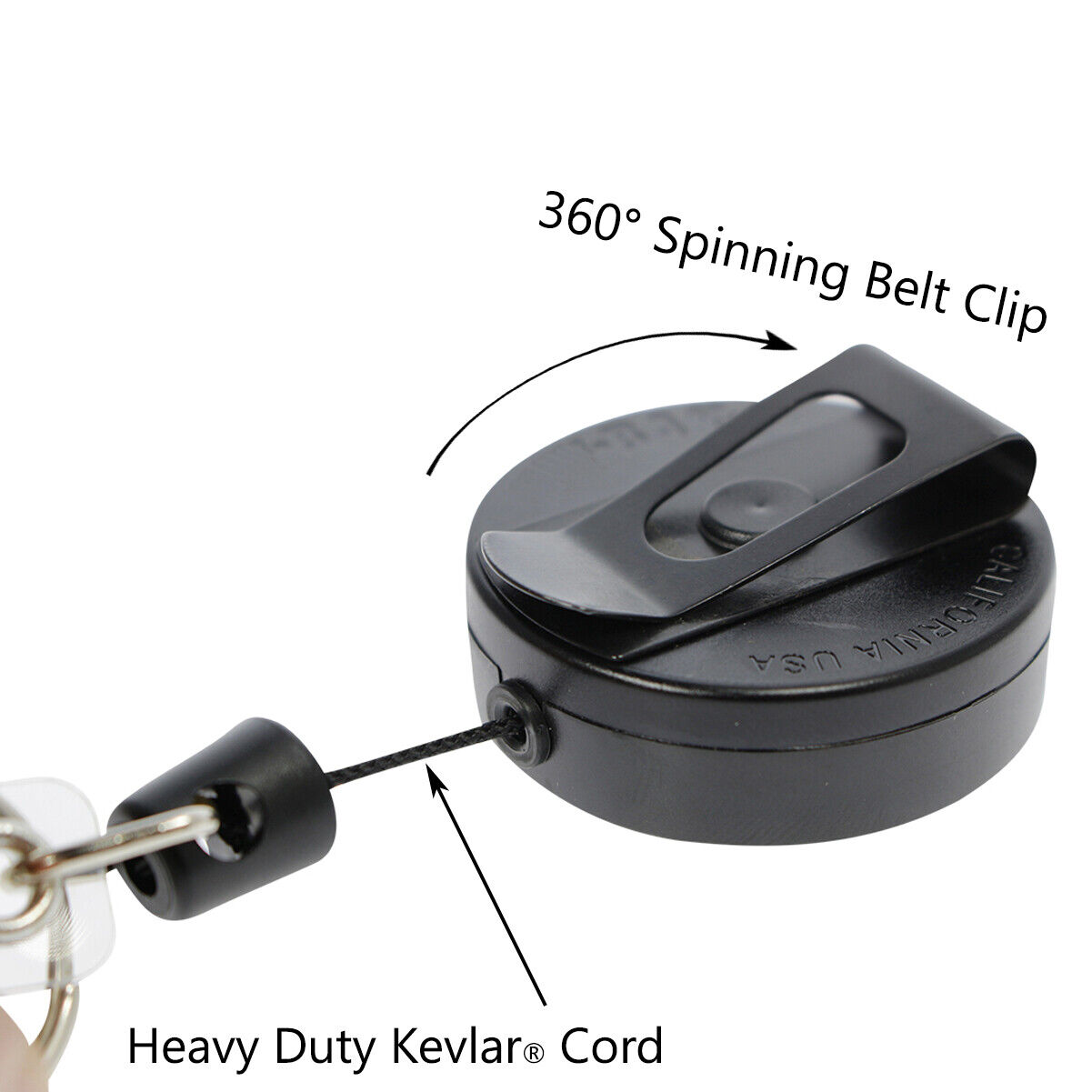 2 Heavy Duty Retractable Badge Reels w/ Metal Belt Clip, Badge Holder & Key Ring Specialist ID SPID-3360-BLACK - фотография #4