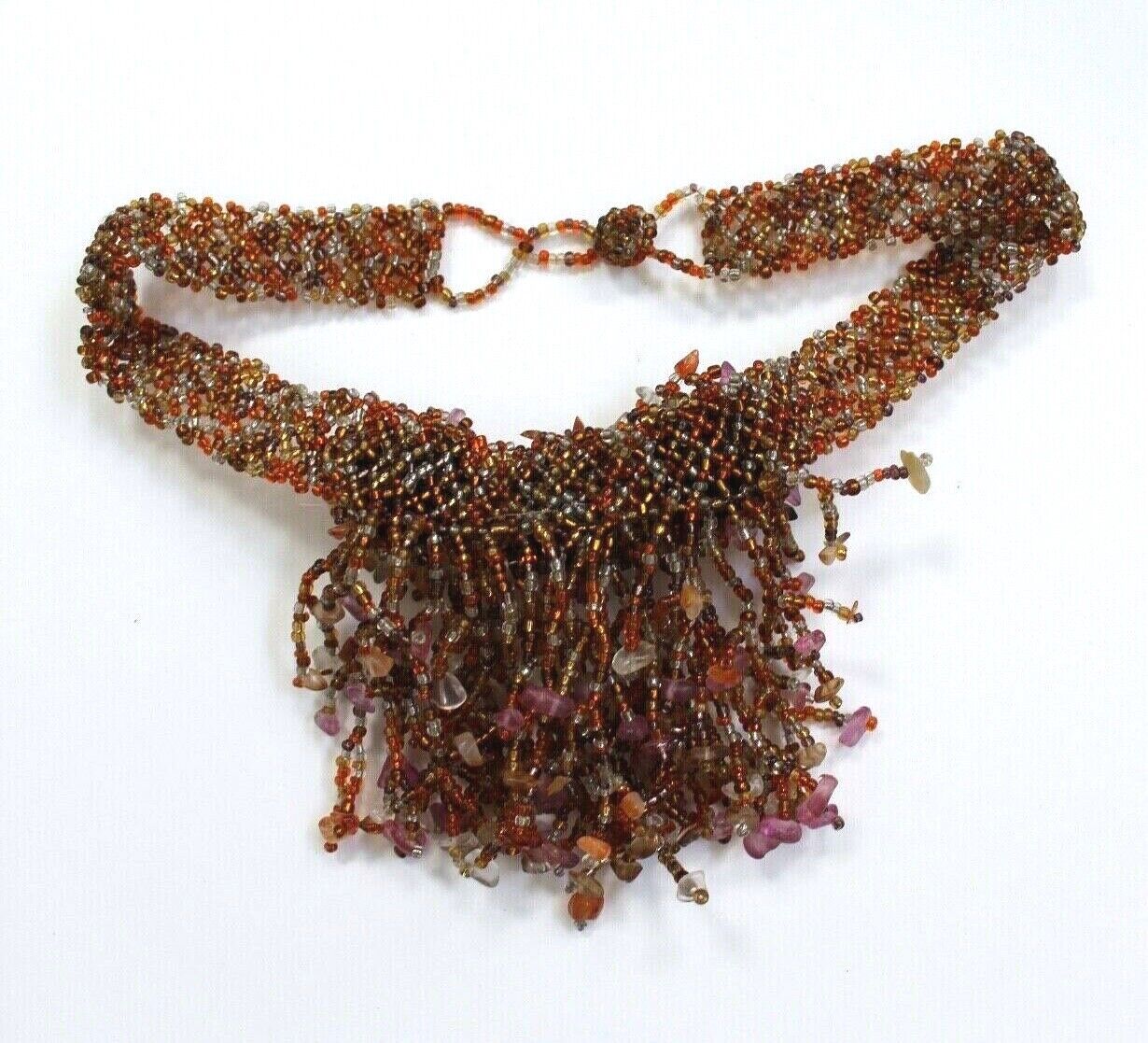 Handmade Beaded Boho Tassel Necklace Multicolor Handmade - фотография #5