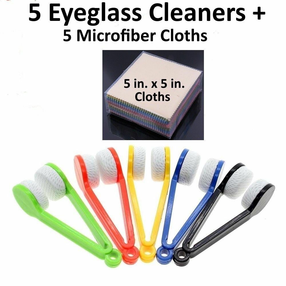 5 Pcs Sun Glasses Eyeglass Cleaner Microfiber Cloth Lens Wipes Cleaning Kit LOT Unbranded N/A