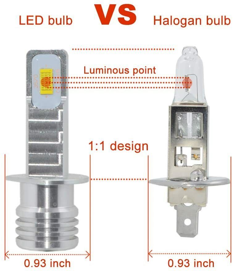 2X MINI H1 LED Headlight Bulbs Conversion Kit 100W 6500K High/Low Beam Lamp Ridroid RA-1145CDWA - фотография #5