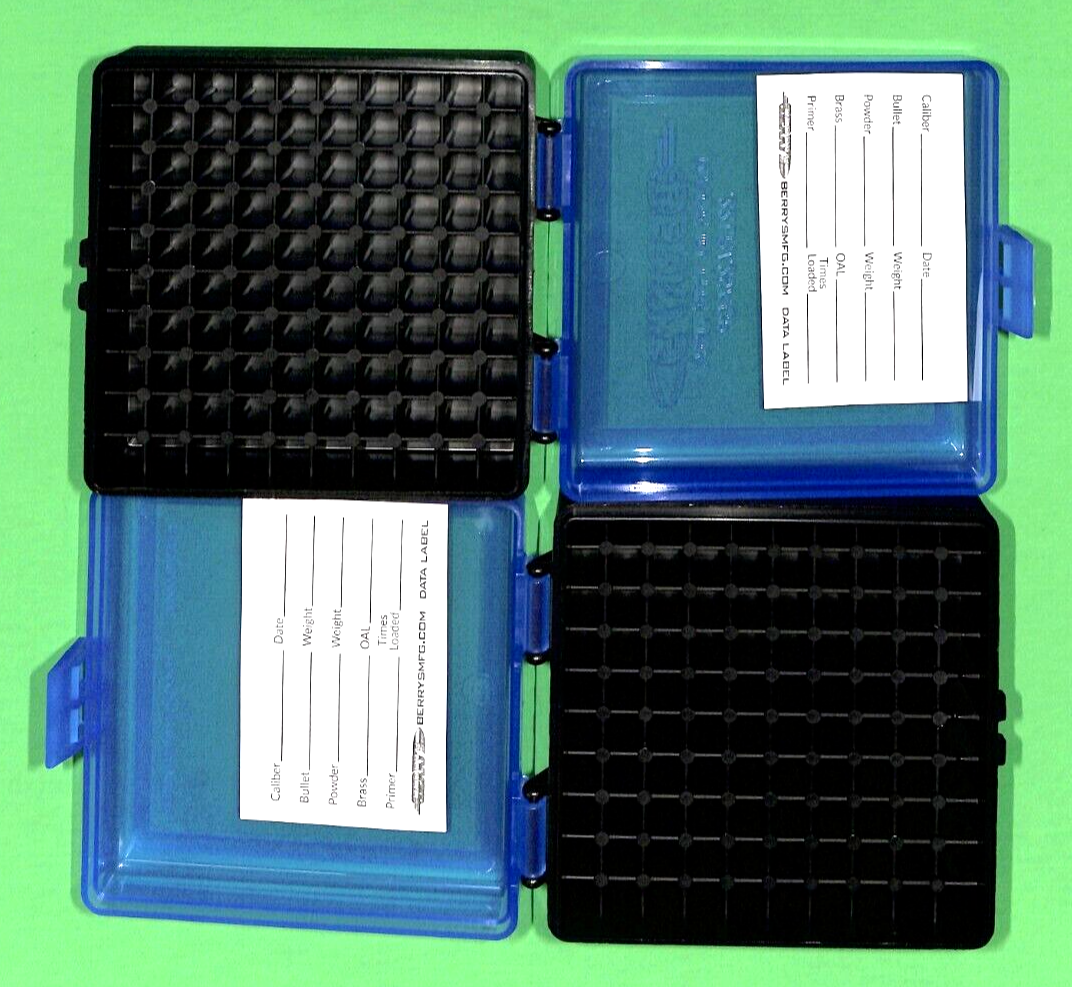.25 ACP BLUE-BLACK (2) X 22 lr Ammo Box / Case / Storage 100 Rounds Berry's 22/100