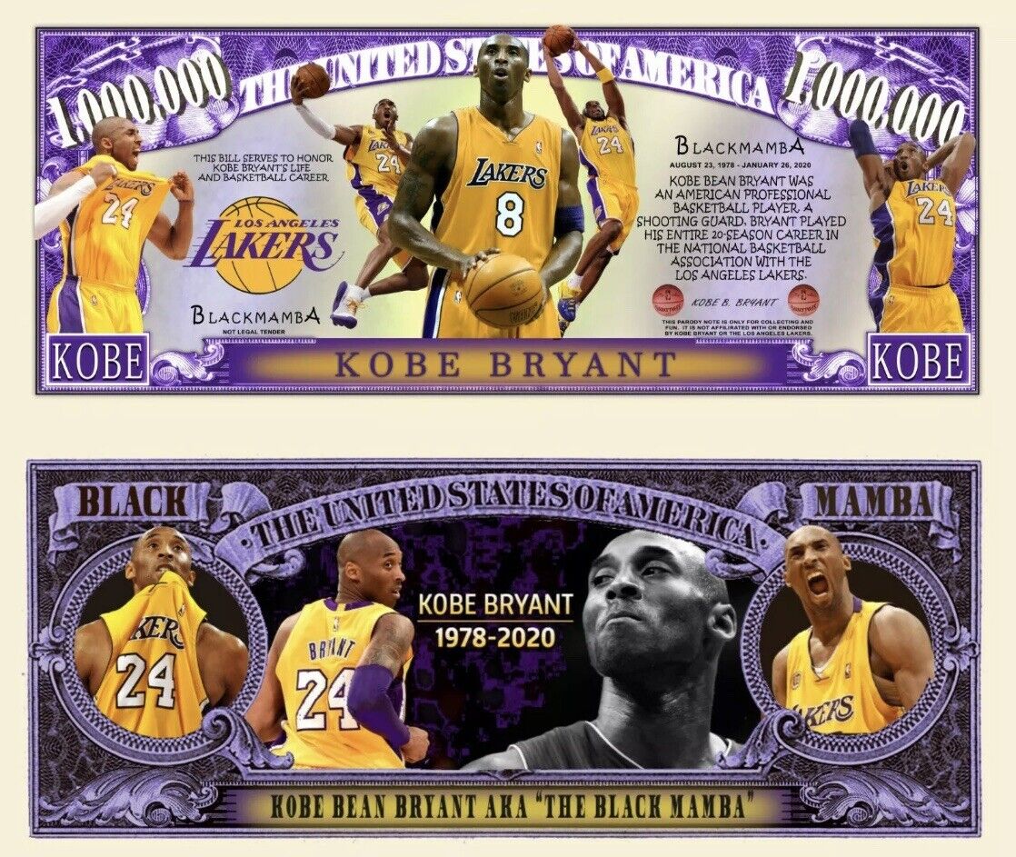 Kobe Bryant LA Lakers Pack of 10 NBA Collectible 1 Million Dollar Bills Novelty Без бренда