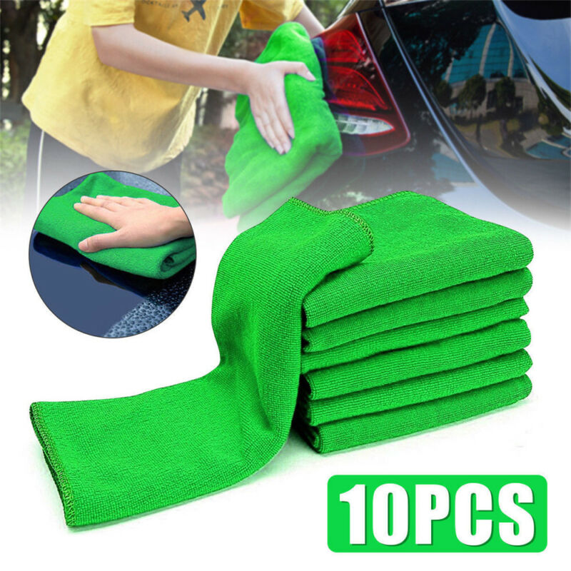 10pcs Green Microfiber Towel Car Cleaning Wash Drying Detailing Cloth No Scratch Unbranded Does Not Apply