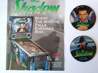 The Shadow Pinball FLYER and 2 Promos Alec Baldwin Plastic Coasters Original NOS Bally The Shadow - фотография #5
