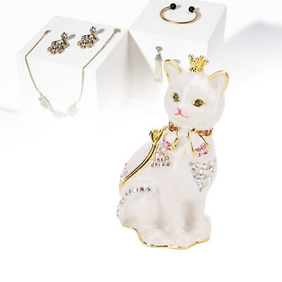 Cat Hinged Jewelry Box Sparkling Rhinestones Hand Painted Cat Decor Trinket Box Unbranded Does not apply - фотография #18