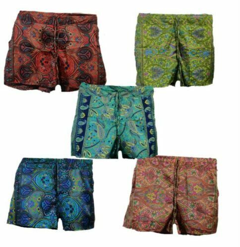 Deal 5pc Indian Women Silk Bohemian Shorts Hippie Gypsy Cool Travel Beach Shorts Unbranded