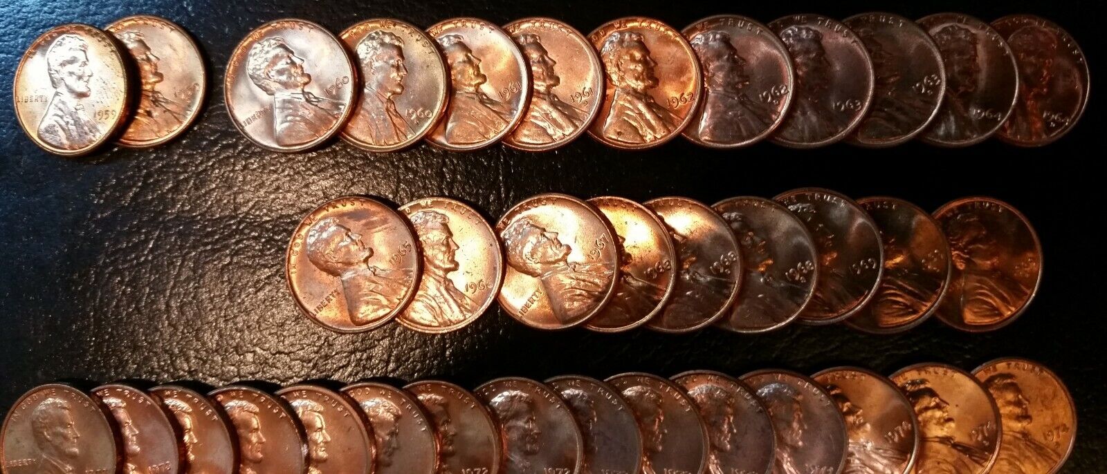 Complete Copper Memorial Cent Penny Set 1959-81d (50 Coins) Unc, BU, most Red   Без бренда - фотография #3