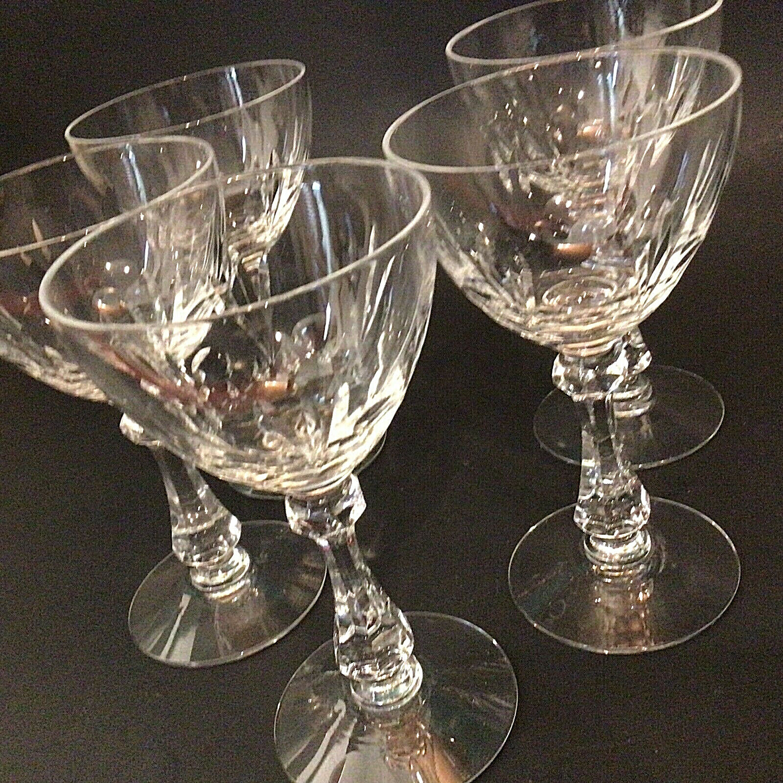 CAMBRIDGE WINE GLASSES EUCLID SET OF 5 RARE VINTAGE MID CENTURY MODERN CAMBRIDGE GLASS - фотография #8