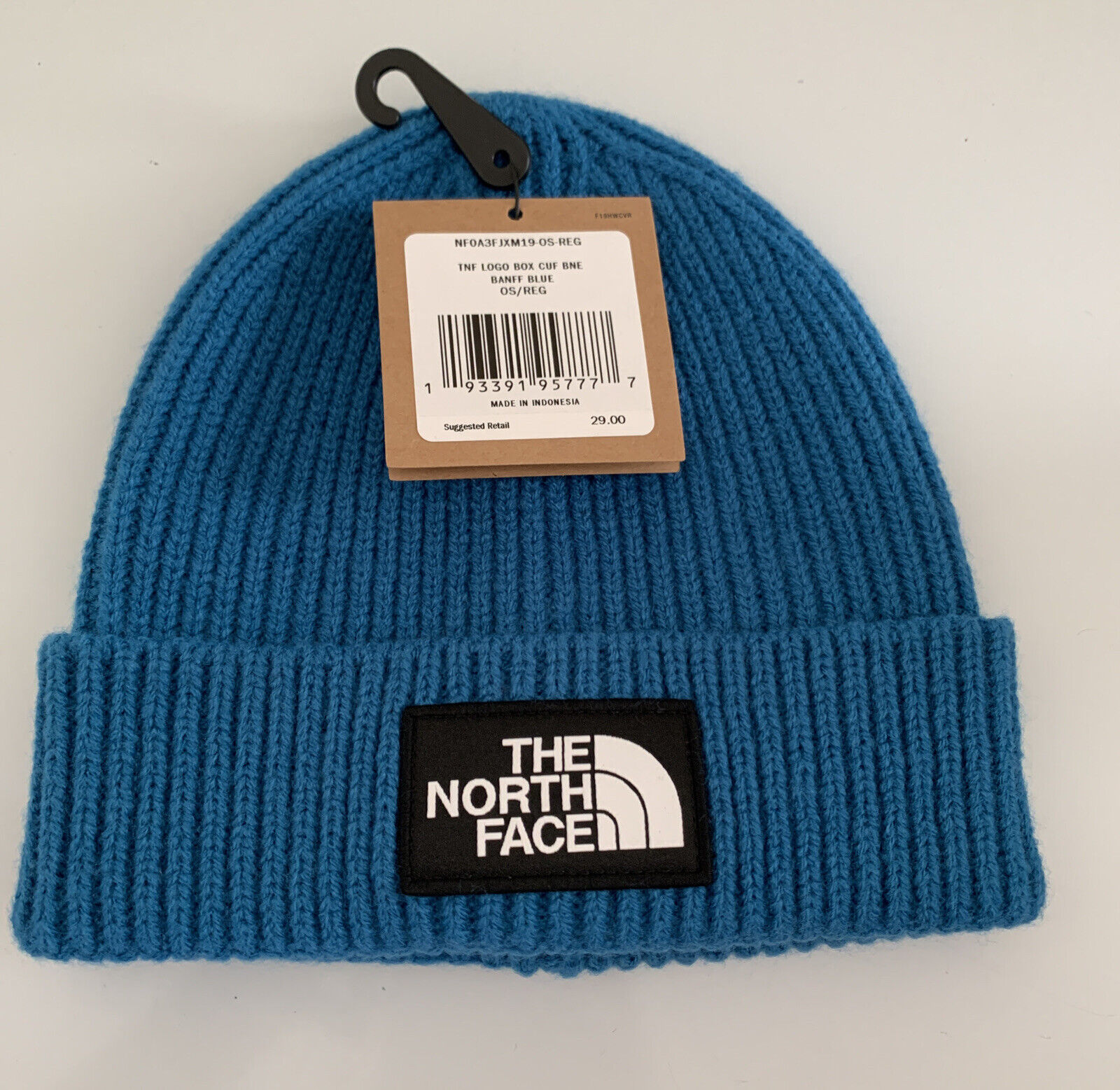 The North Face TNF Logo Box Cuffed Beanie Hat Youth Junior Unisex Blue Size OS The North Face - фотография #4