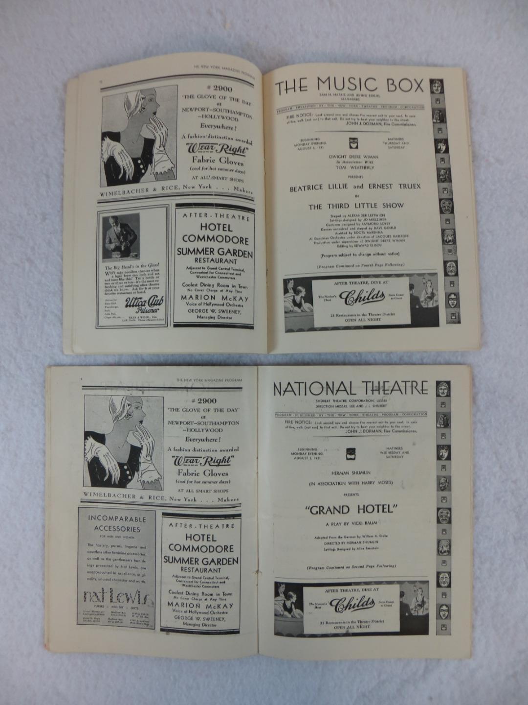 Lot of 2 NEW YORK MAGAZINE PROGRAMS Grand Hotel Third Little Show 1931 Без бренда - фотография #4