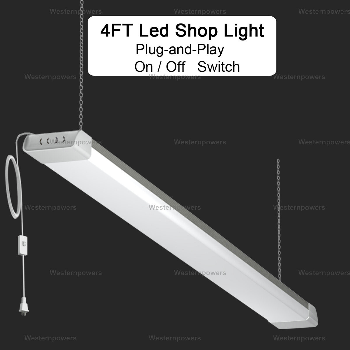4 Pack 54W LED Shop Light Garage Workbench Ceiling Light Linear High Bay Lamp westernpowers LIGHT - фотография #4