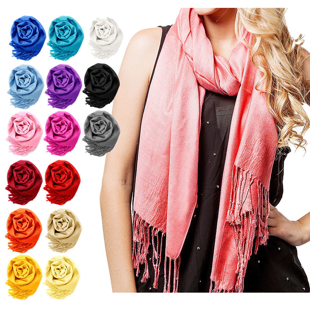NEW Women Soft PASHMINA SILK Classic Solid Cashmere Wool SHAWL Scarf Stole WRAP Drhotdeal Does not apply