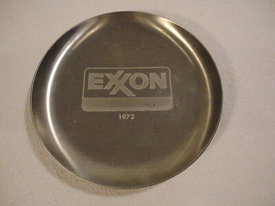  Exxon Vintage 1972 Stainless Steel Souvenir Advertising Saucer Plate ( 5") HD12 exxon