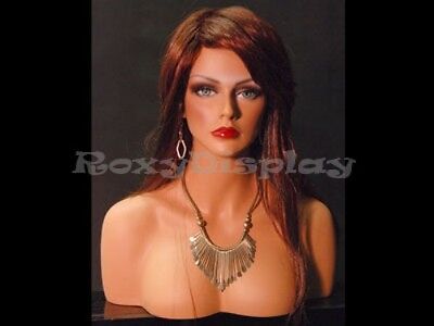 Female Fiberglass Mannequin Head Bust Wig Hat Jewelry Display #MD-MEGAN Roxy Display