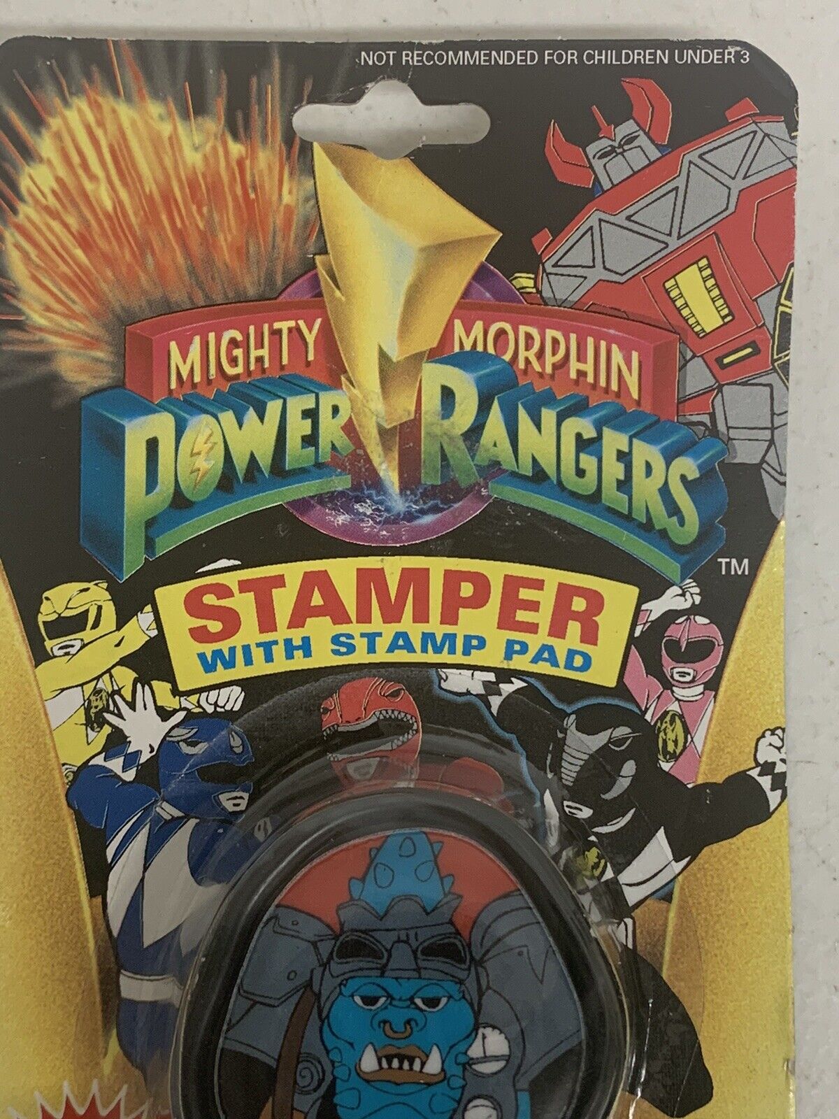 Vtg MMPR Power Rangers Squatt Stamper With Stamp Pad On Card Noteworthy 1993 Saban mm0905b - фотография #3