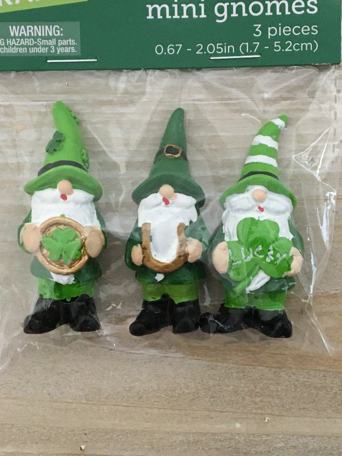 MINI 2" GNOME ST PATRICKS 3 PC  DOLLHOUSE VILLAGE CRAFTS TRAIN LAYOUT FREE SHIP BROTHER & SISTER DESIGNS