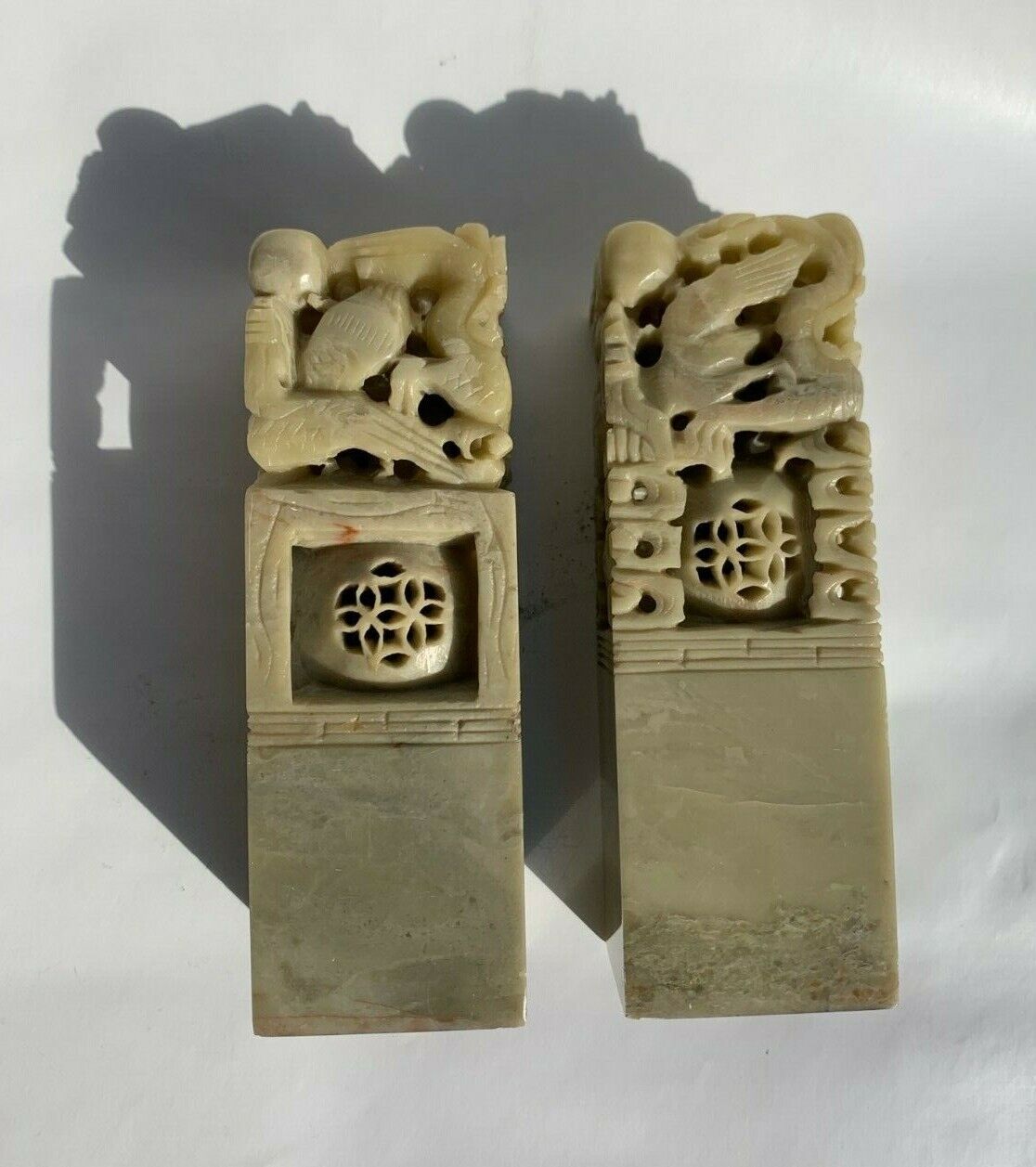 Two (2) CHINESE JADE HAND CARVED STONE NAME STAMPS - "MARTY" & "GIM" Без бренда - фотография #4