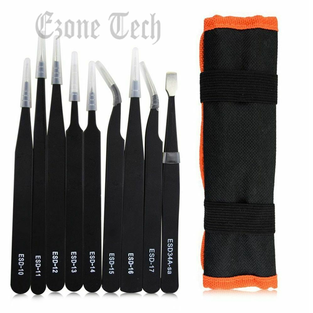 10pc ESD Tweezers Precision Set Stainless Steel For Electronics & Jewelry Repair Unbranded Does Not Apply