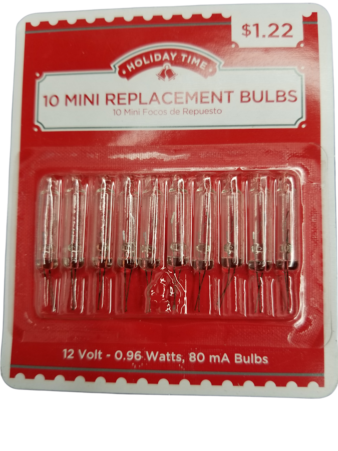 2 Packs of 10 Mini Replacement Bulbs Clear 12 Volt 0.96 Watts 80mA Holiday Time Holiday Time 64-846