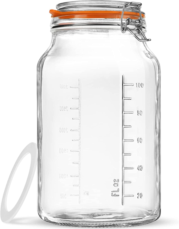 Super Wide Mouth Glass Storage Jar with Airtight Lids, 1 Gallon Large Mason PONY JORGENSEN 8510BP
