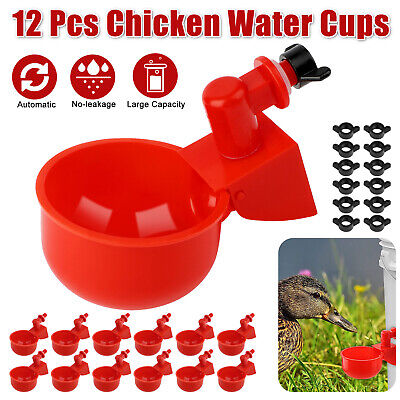 12x Chicken Automatic Watering Cups Waterer Duck Quail Geese Hen Poultry Drinker RedTagTown Does Not Apply