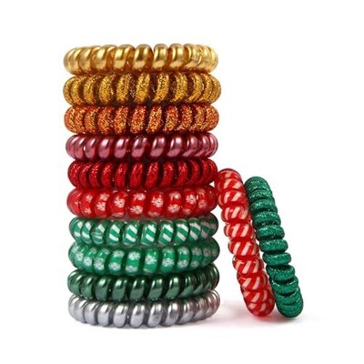  12PCS Christmas Hair Ties Spiral Hair Ties No Damage, ponytail holders  Does not apply Does Not Apply