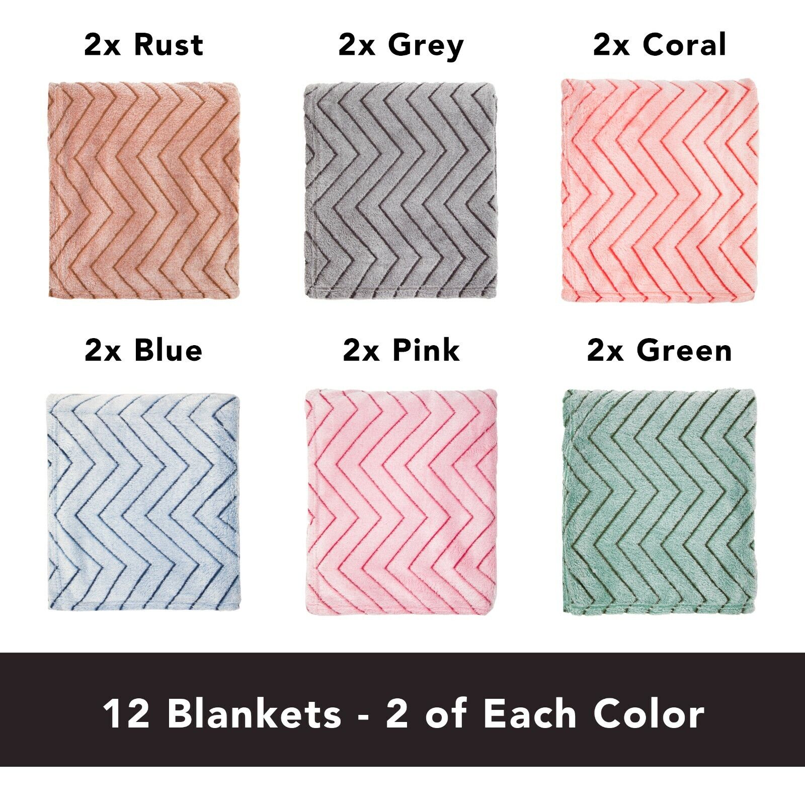 12 Pack of Chevron Fleece Throw Blankets, 50x60 Assorted Colors, Zig Zag Pattern Arkwright Does Not Apply - фотография #2