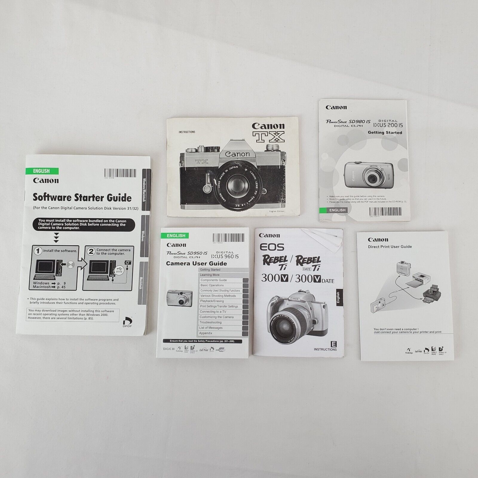 Canon Camera User Guides - Lot of 6 Canon