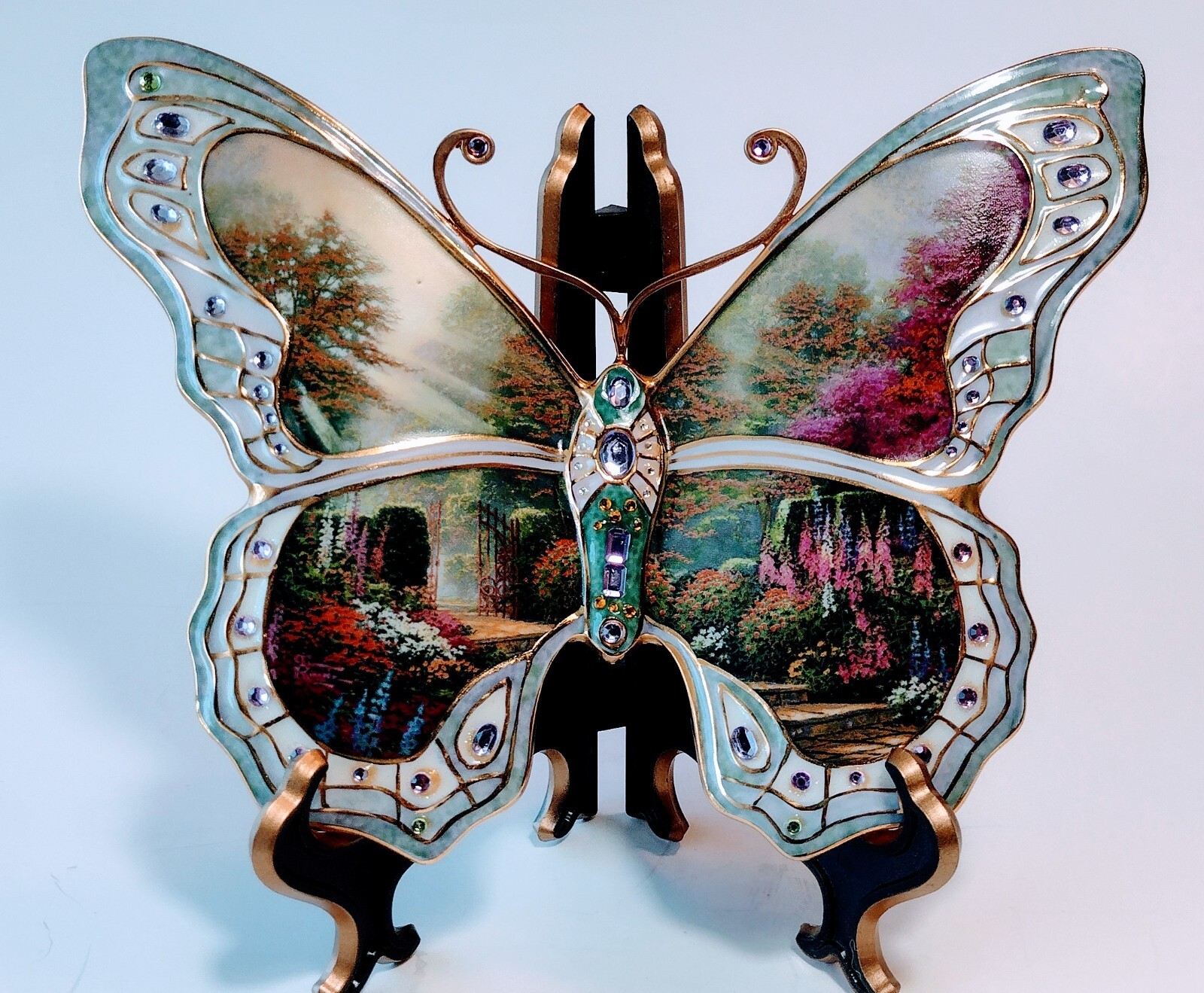 Bradford Xchg. Thomas Kincaid JEWELED BUTTERFLY Wall Art EUC On Wings of Beauty Thomas Kinkade - фотография #14