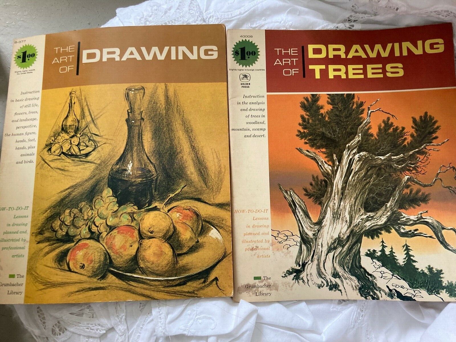 Lot of 2 Vintage The Art of Drawing Trees/Drawing by The Grumbacher Library Grumbacher