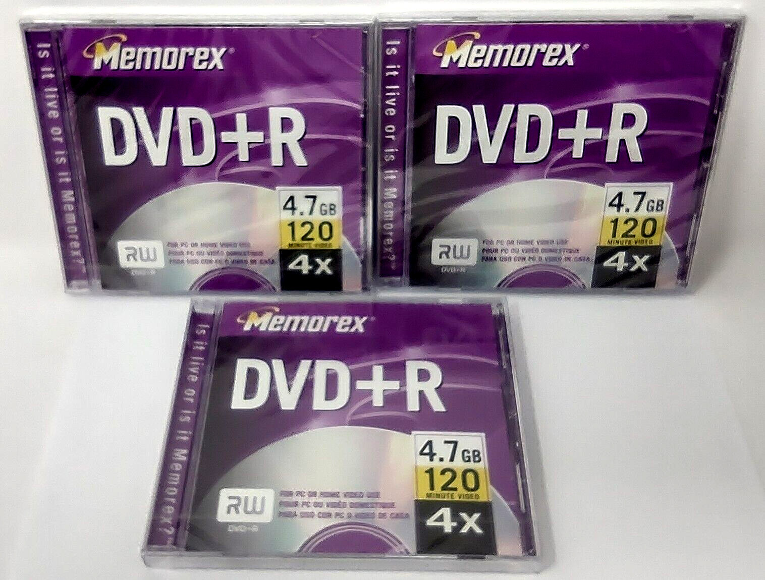 Memorex DVD+R 4.7GB 120 Minute PC or Home Video Sealed Recordable Disc Lot of 3 Memorex