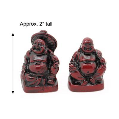 SET OF 6 HAPPY BUDDHA STATUES 2" Red Color Resin Hotei Fat Laughing Feng Shui Без бренда - фотография #2