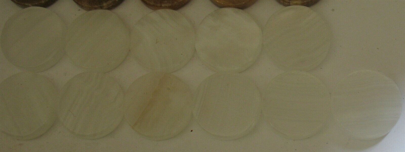 21 Pieces Vintage Brown & White Stone Checkers Replacement Parts Unbranded - фотография #6