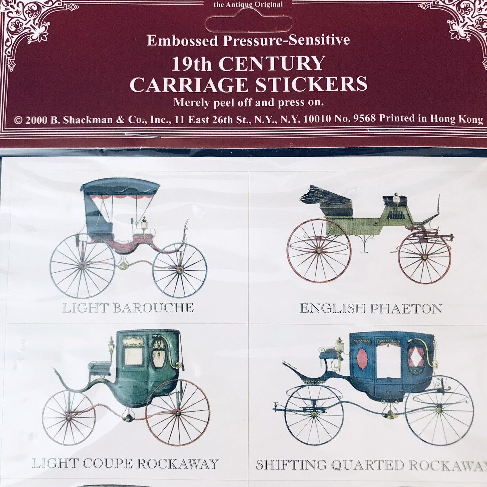 B Shackman Stickers 19th Century Carriage  Embossed  & Pressure Sensitive Shackman - фотография #2