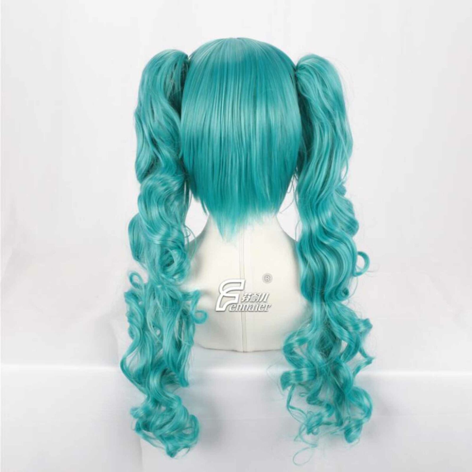 Deep blue girl Long curly hair double ponytail cosplay wig wave Halloween Unbranded 3