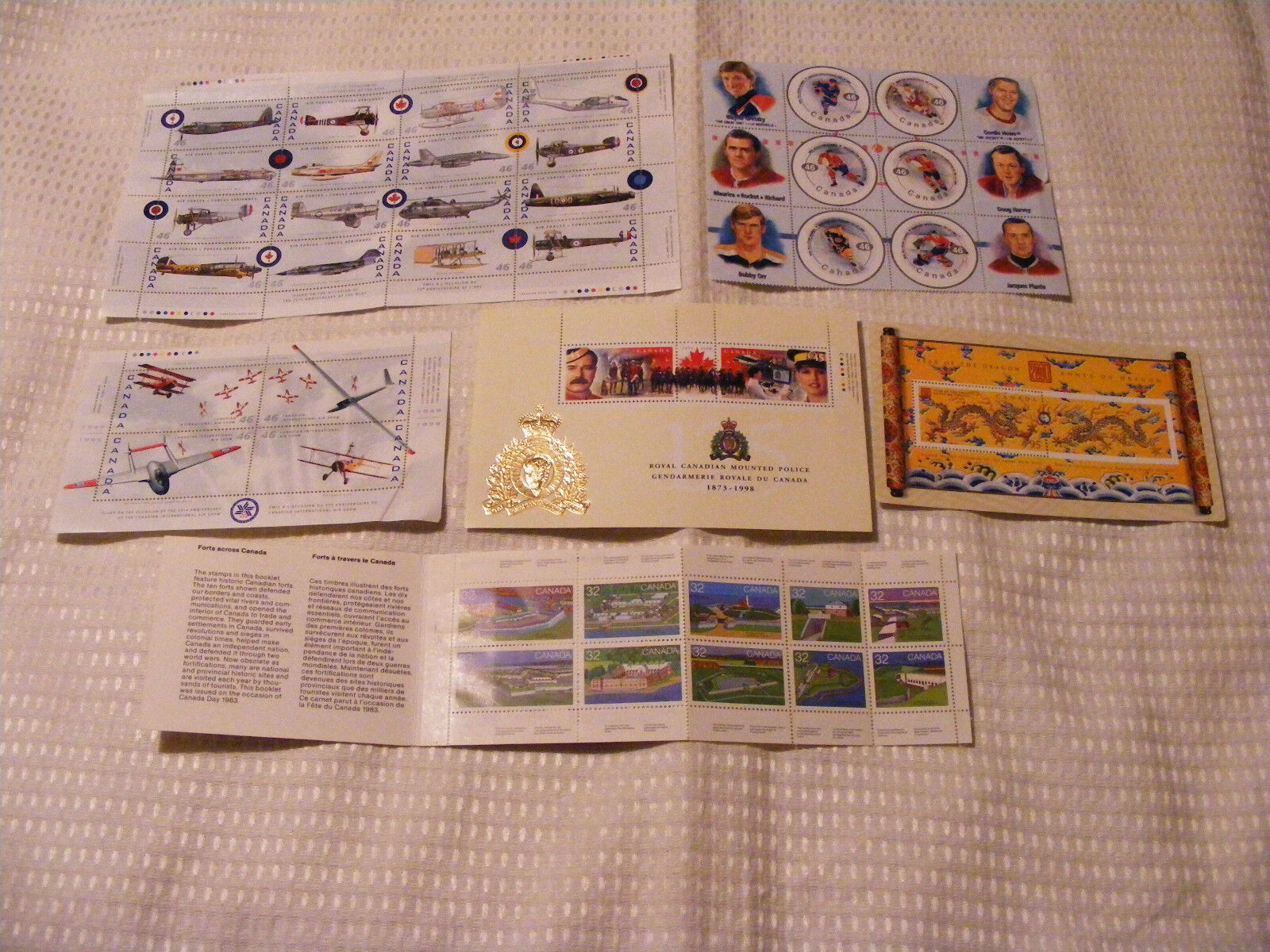 Canada (4) Miniature Sheets RCAF- Hockey-Police-Year Dragon+ 1983 Booklet Forts  Без бренда