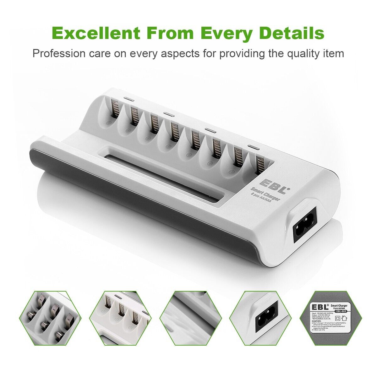 8 Bay AA AAA Independent Rechargeable Battery Charger for Ni-MH Ni-CD Batteries EBL - фотография #3