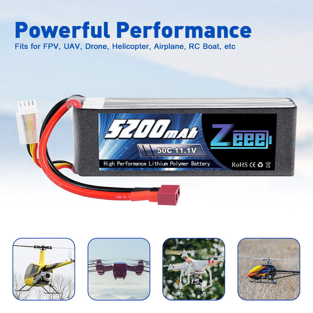2PCS Zeee 11.1V 5200mAh 50C 3S LiPo Battery Deans for RC Car Helicopter Airplane ZEEE Does Not Apply - фотография #6