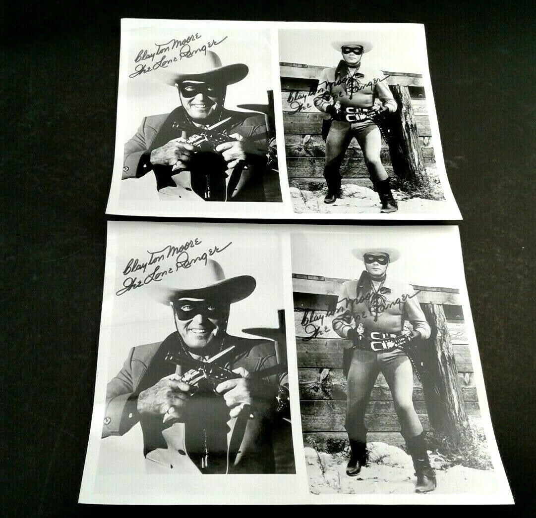 Set Of Two Clayton Moore Autographed Signed The Lone Ranger Photograph Pictures  Без бренда