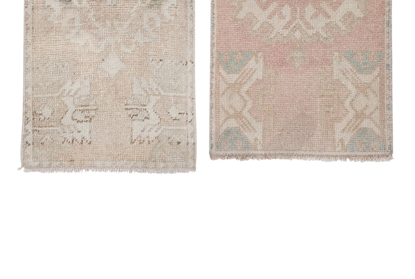 Traditional Faded Handwoven Oushak Wool Yastik Bath Mats - a Pair Handmade - фотография #3