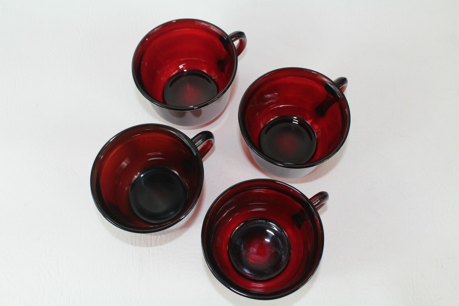 Vintage Arcoroc Ruby Red Coffee Tea Cups Made in France 3" Tall Set of 4  Arcoroc - фотография #3