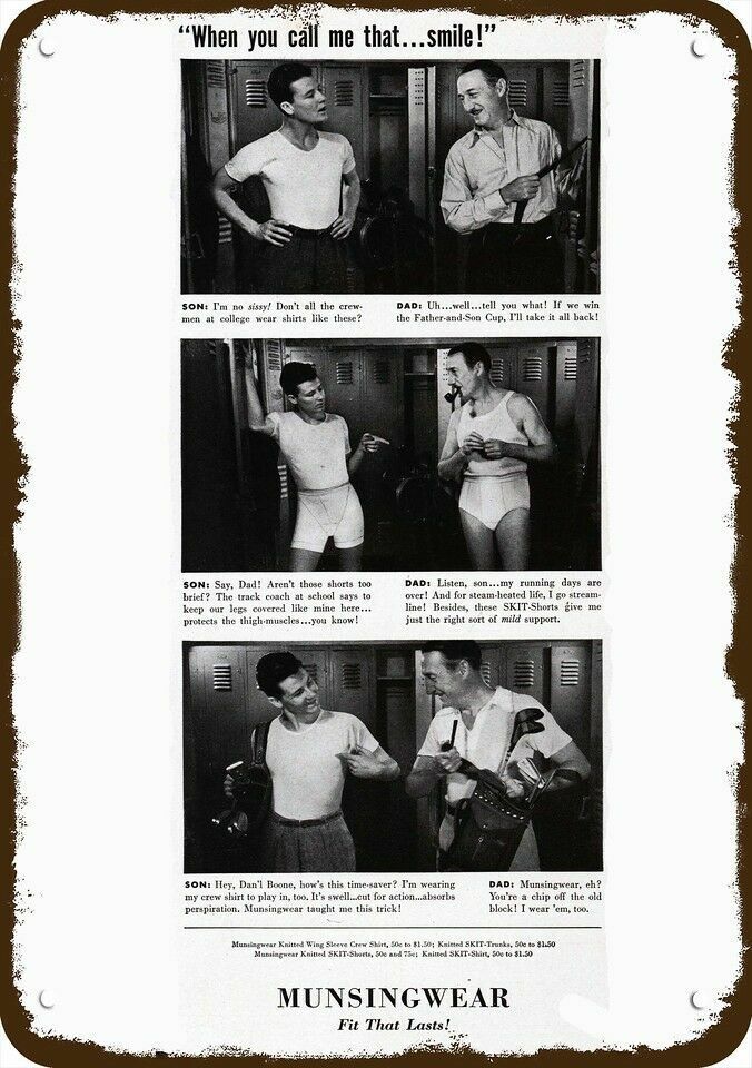 1939 MUNSINGWEAR Men's Underwear Vintage Look DECORATIVE METAL SIGN - DAD & SON Без бренда