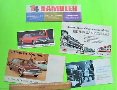 Lot/5 Diff 1963 to 1965 RAMBLER COLOR BROCHURES Convertible V-8's Coupes XLNT+ Без бренда