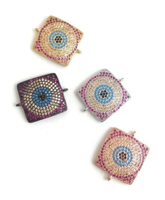 Evil Eye Charm; CZ Micro Pave Square Connector; Jewelry Findings; Supplies; N/A Does Not Apply - фотография #10