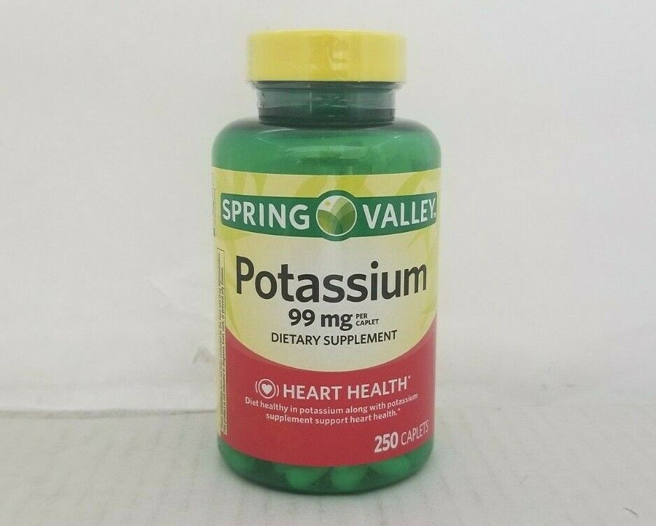 Spring Valley Potassium 99mg Heart Health 250 Caplets (4 Pack) Exp 1/24+ Spring Valley N/A - фотография #2